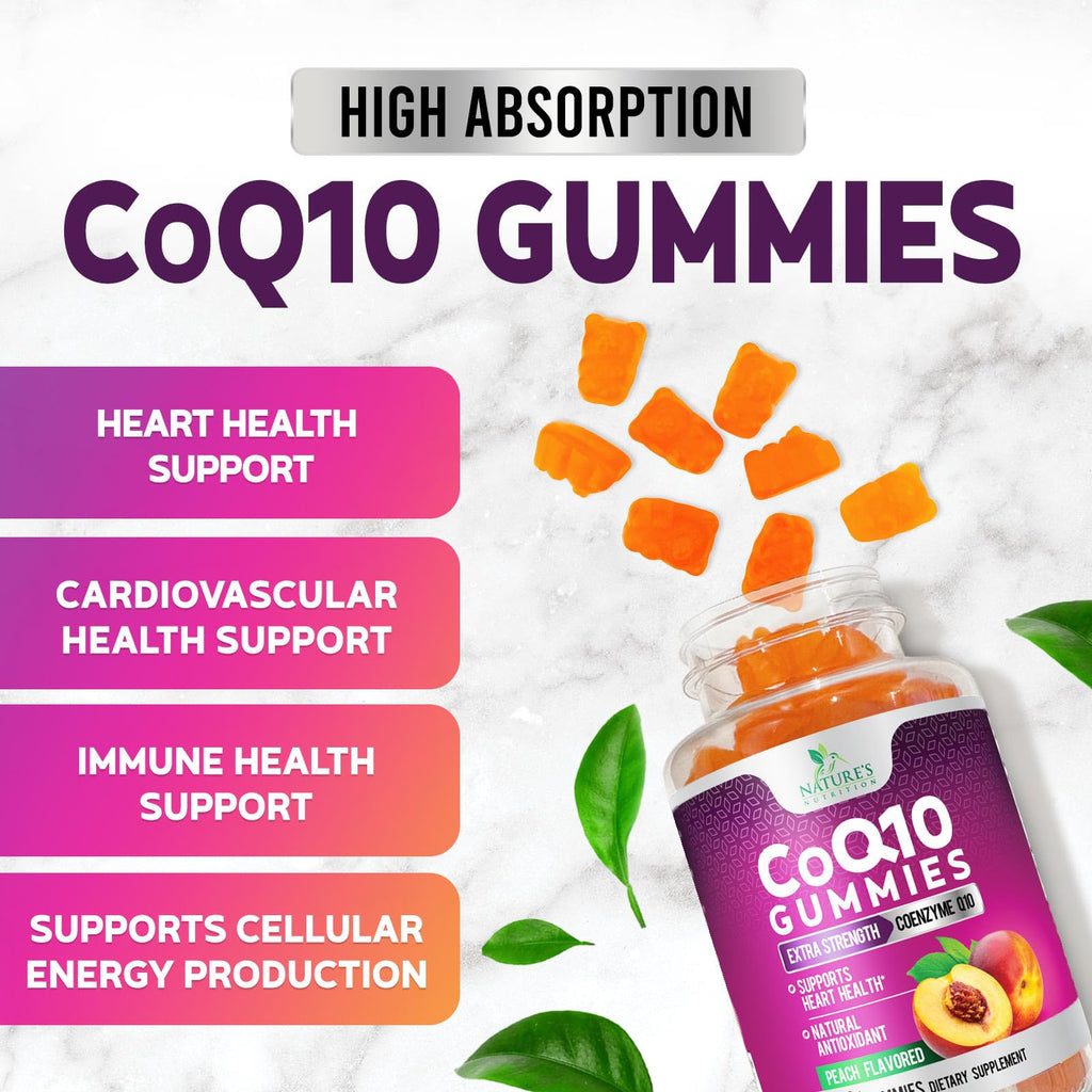 CoQ10 Gummies 100mg Per Serving - 3X Strength, High Absorption, Antioxidant Supplement for Heart Health Support & Energy Production, Ultra Coenzyme Q10 Vitamins, Coq 10 Supplements - 120 Gummies