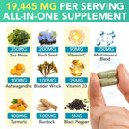 Sea Moss Black Seed Oil Ashwagandha Ginger, Sea Moss Capsule Supplement with Turmeric Bladderwrack Burdock & Vitamin C Vitamin D3, Enhanced Immunity & Energy, 120 Capsule