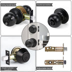 Exterior Door Lock Set with Deadbolt, Single Cylinder Deadbolt Lock and Door Knob Set, Keyed Alike Door Locks for Front Door,Matte Black Door Knob and Deadbolt Set(2Pack Set)