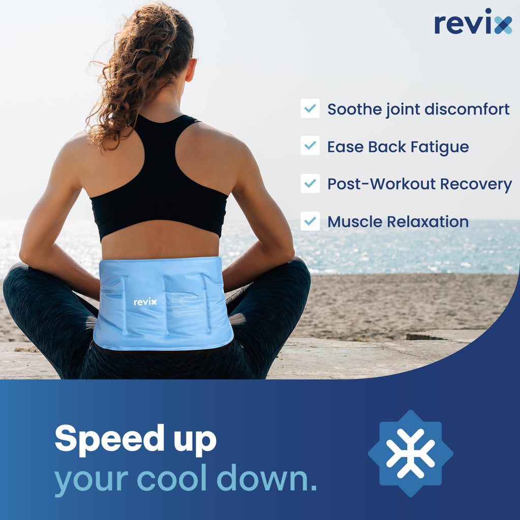 REVIX Reusable Ice Pack for Injuries and Pain Relief (16"X9")- Freeze Gel & Soft Plush Lining Ice Wrap for Shoulder, Back, Hip, Arm & Knee, Cold Compress Therapy for Swelling, Bruises & Surgery