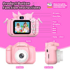 Upgrade Kids Camera for Boys Girls, Toddler Digital Selfie Camera with Cute Protective Cover and SD Card, Christmas Birthday Gifts Toys for 3 4 5 6 7 8 9 10 11 12 Years Old Little Girls and Boys