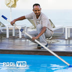 Poolvio 12 FT Telescopic Swimming Pool Pole - Adjustable 2 Piece Aluminum Pool Pole for Pool Cleaning Skimmer Nets Vacuum Heads & Brushes, Strong Grip & Lock
