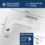Bio Bidet SlimEdge Bidet Attachment for Toilet, Non Electric, Dual Nozzles for Front and Rear Cold Water Wash, Adjustable Water Pressure, White