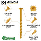 #10 x 2-1/2" Wood Deck Screws 360pcs (5lb Box), Trox Flat-Head Exterior Screws, Multiple Size Available, Tan, T25 Star Bit Included