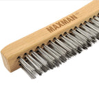 MAXMAN Wire Brush, 14" Stainless Steel Bristle, Heavy Duty Rust Remover