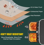 Air Fryer Disposable Paper Liners for Ninja Dual Airfryer Accessories, Non-Stick Parchment Rectangular for Baking, Oil Proof, Water Proof, for Microwave Oven (150PCS, 8.6in x 5.5in）