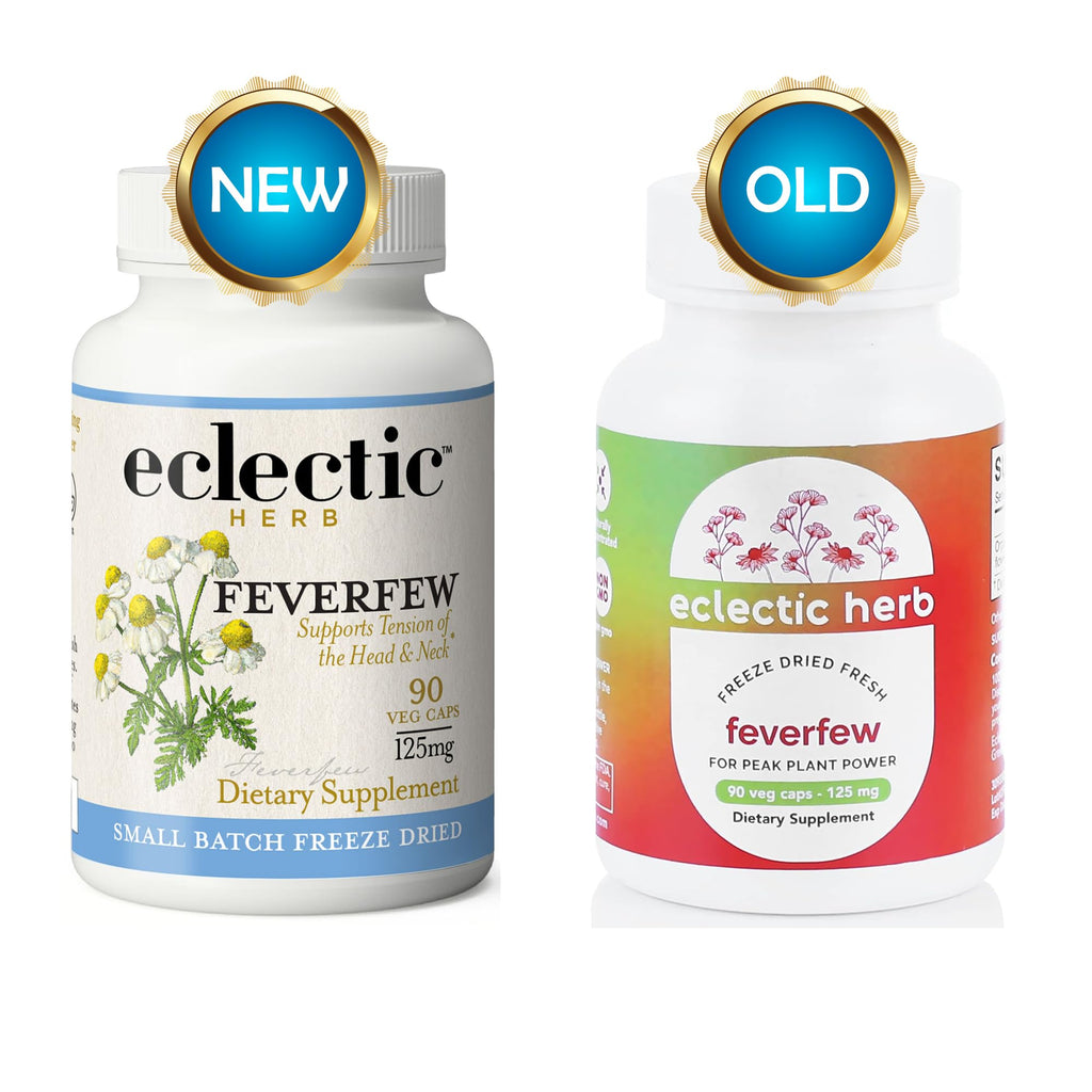Eclectic Herb - Feverfew Capsules | Support for Head & Neck Tension | Herbal Supplement | US-Grown, Vegan, Non-GMO, Gluten Free (90 CT | 125 mg)