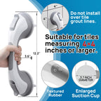 LEVERLOC Shower Grab Bar, 12 Inch Suction Grab Bars for Bathtubs, Shower Handle Handrail for Seniors Bathroom Safety Grip for Elderly, Heavy Duty No Drilling Removable,Grey