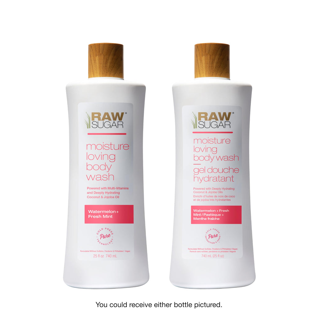 RAW SUGAR Watermelon Mint Refresh Gentle & Hydrating Body Wash, 20 Fl Oz (Pack of 3), Moisturizing & Refreshing Bath & Shower Gel, Vegan, Formulated without SLS/SLES & Parabens