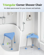 Space-Saving Triangular Shower Chair for Elderly and Disabled, FSA/HSA Eligible 400 lbs Adjustable Shower Stool Seat with Stable-Bracing, Non-Slip Bathtub Chair, Tool-Free Assembly