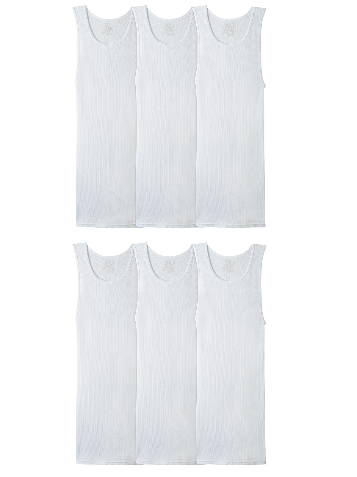 Fruit of the Loom Men's Tag-Free Tank A-Shirt, 6 Pack-White, Large
