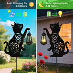 Solar Cat Hanging Lantern Outdoor, 2 Pack Black Cat Solar Lights, Cat Lover Gifts for Women Mom Grandma Birthday Mother's Day, Waterproof Garden Ornaments Decor Outside Backyard Patio Pathway