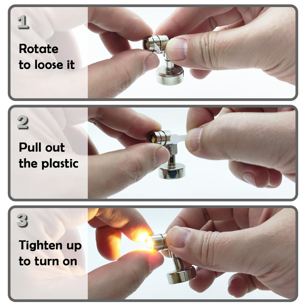 Suzeyar Metal Miniature LED Light,Tiny Spot Lights with Magnet Base,Battery Operated LED Lights,Wireless Miniature Spot Light for Artwork Painting,Jewelry Showcase,DIY Hand Craft (Warm White)