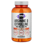 NOW Sports Nutrition, Arginine & Citrulline 500 mg/ 250 mg, Amino Acids, 240 Veg Capsules