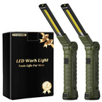 Coquimbo Tool Gifts for Men Him, Rechargeable LED Work Light Grill Light with Magnetic Base and Hook 5 Modes 360° Rotate Mechanic Light Dad Husband Mens Birthday Gifts (2 Pack Green)