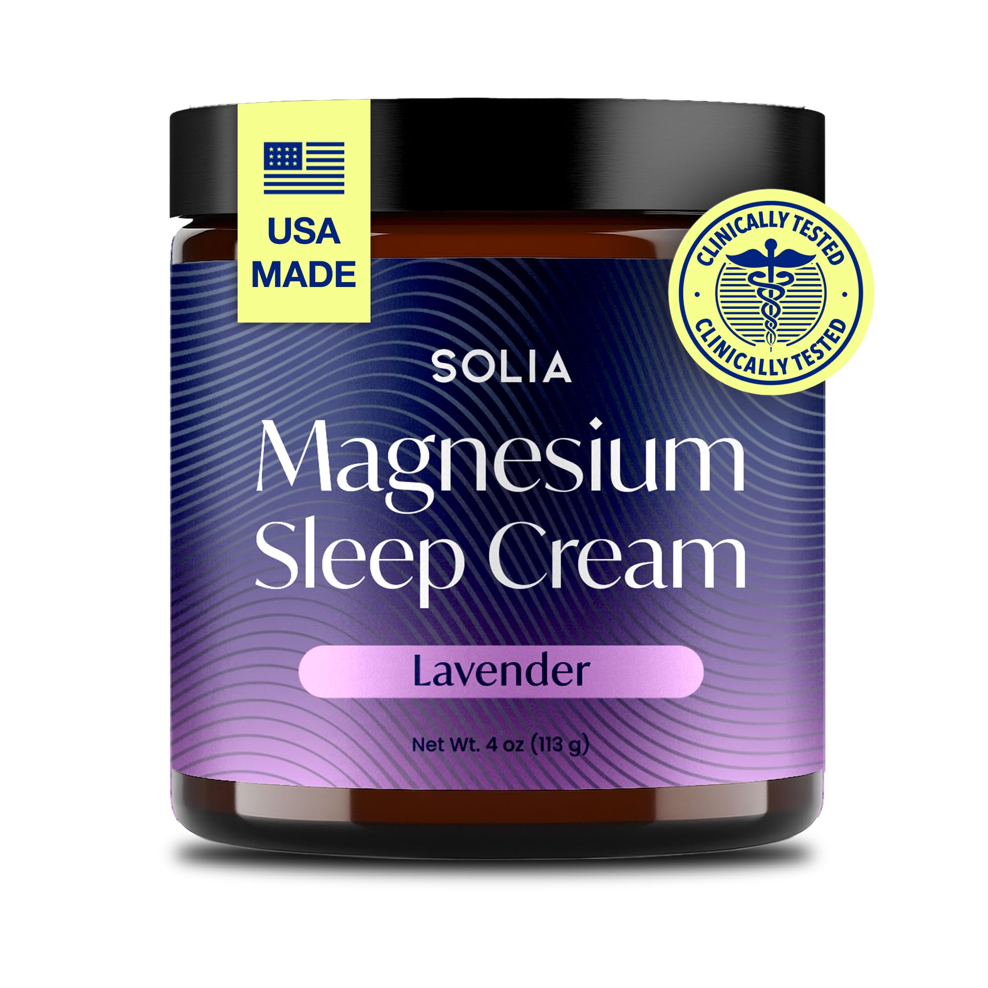 Solia Magnesium Sleep Cream, USA-Made Topical Magnesium Lotion for Sleep, Lavender Lotion for Feet Pain, Nighttime Mag Oil Body Butter, Foot Cream for Leg Cramps, Relaxing Rub for Muscle Soreness, 4oz