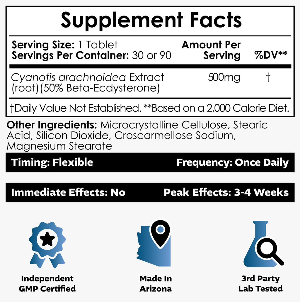 Nootropics Depot Beta Ecdysterone/20-Hydroxyecdysone 50% Capsules | 500mg | Cyanotis Arachnoidea Extract | Phytoecdysteroid | 30 Count