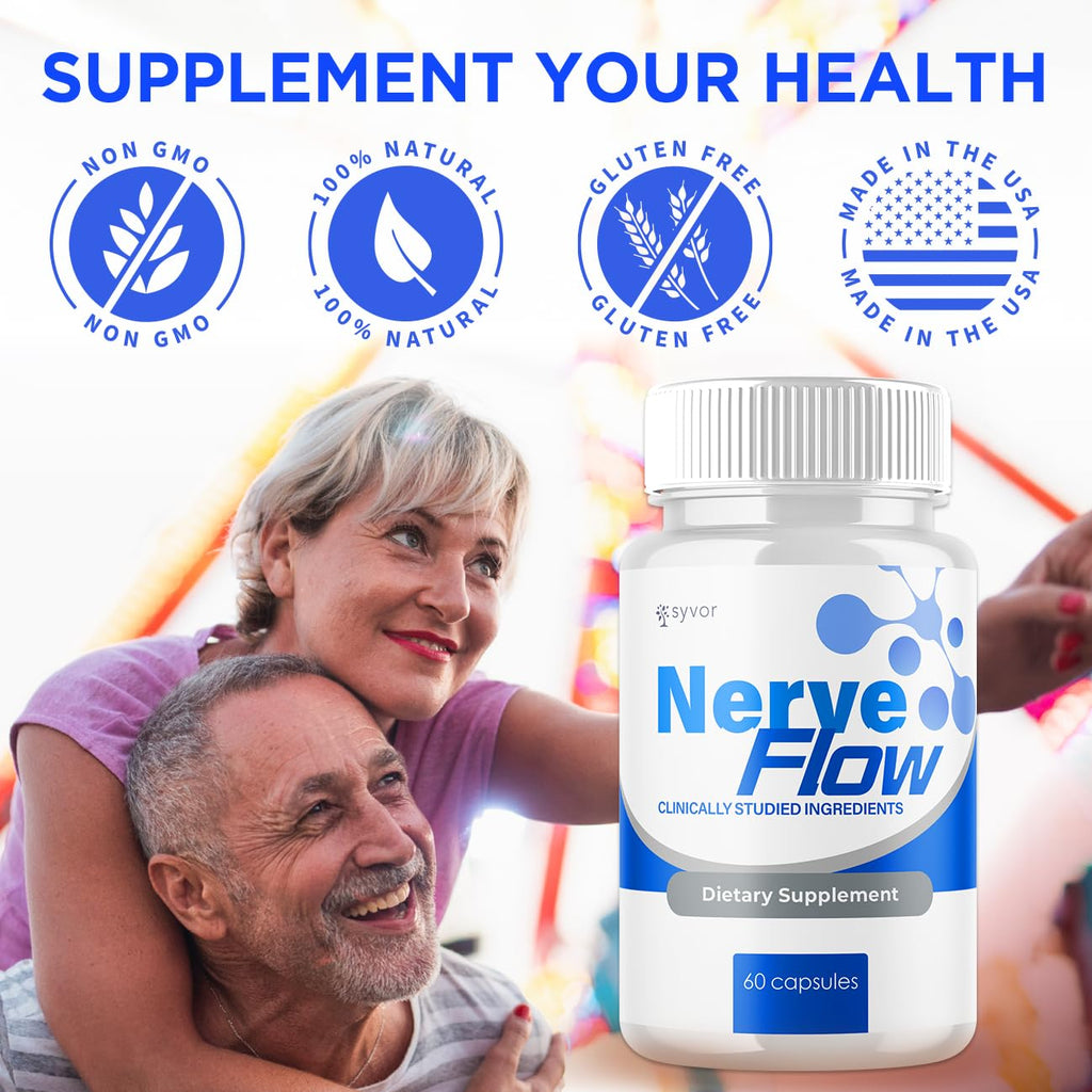 (3 Pack) Nerve Flow Capsules, Official Nerve Flow Pills Made with All Natural Ingredients, Maximum Strength NerveFlow Sciatic Support Supplement with Advanced Vitamins for Women & Men (180 Capsules)
