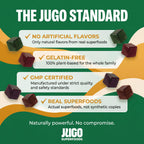JUGO Focus + SUPERFOODS Ashwagandha Gummies with Vitamin D3 & Superfruit Blend, Vegetarian-Friendly Focus Supplement with Adaptogens, Gelatin-Free and Gluten-Free, Non-GMO, Made in USA, 40 Coun