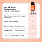 HUM Base Control Multivitamin for Women with Vitamin C, Iron, Biotin, Zinc, B Complex, Daily Women's Multivitamin, 22 Essential Vitamins & Minerals, Support for Pre-Menopause, Gluten Free, 30 Capsules