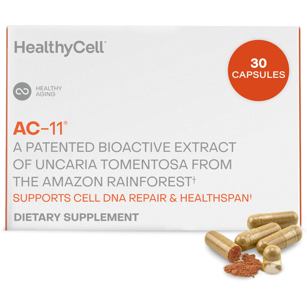 Healthycell Anti-Aging Supplement for DNA Repair and Stem Cell Health, AC-11 - Bioactive Extract of Uncaria Tomentosa (Cat’s Claw) Supports a Healthy Immune System - Vegan, Soy-Free & Gluten-Free
