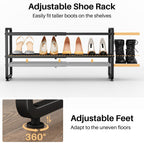 Expandable Metal Shoe Rack for Closet, Entryway & Garage, 2-Tier, Black
