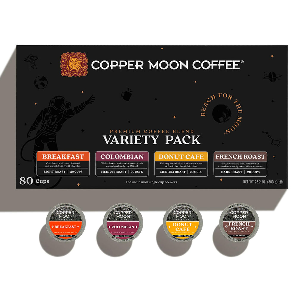 Copper Moon K-Cup Coffee Pods, Light Medium & Dark Variety Pack, 80 Count