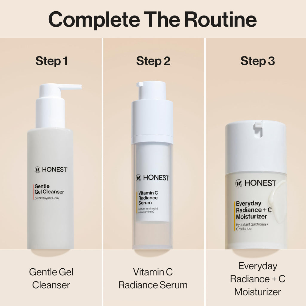 Honest Beauty Vitamin C Radiance Serum, Improves Brightens Skin Tone and Complexion, Gentle for Sensitive Skin, Fragrance-Free, Vegan, 1 fl oz