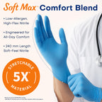 Supmedic Nitrile Exam Glove, 3.5 mil Disposable Medical Gloves Powder-Free Latex-Free Food Safe Cleaning Cooking,1000 pcs Blue (Large)