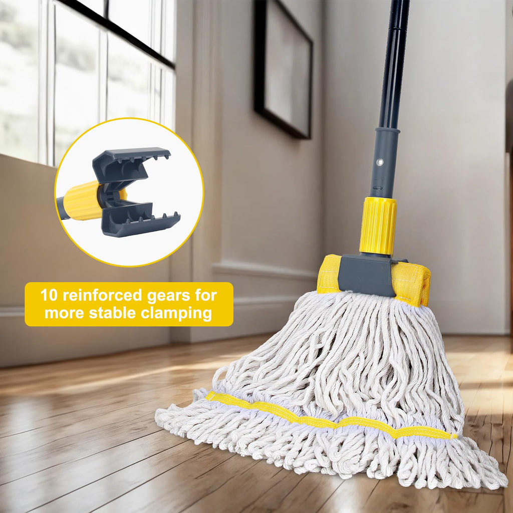 KeFanta Metal Mop Handle Commercial Heavy Duty,58" Industrial Mop Stick with Jaw Clamp,Wet Gripper Mops Head Replacement Holder for Floor Cleaning(6 Pack)