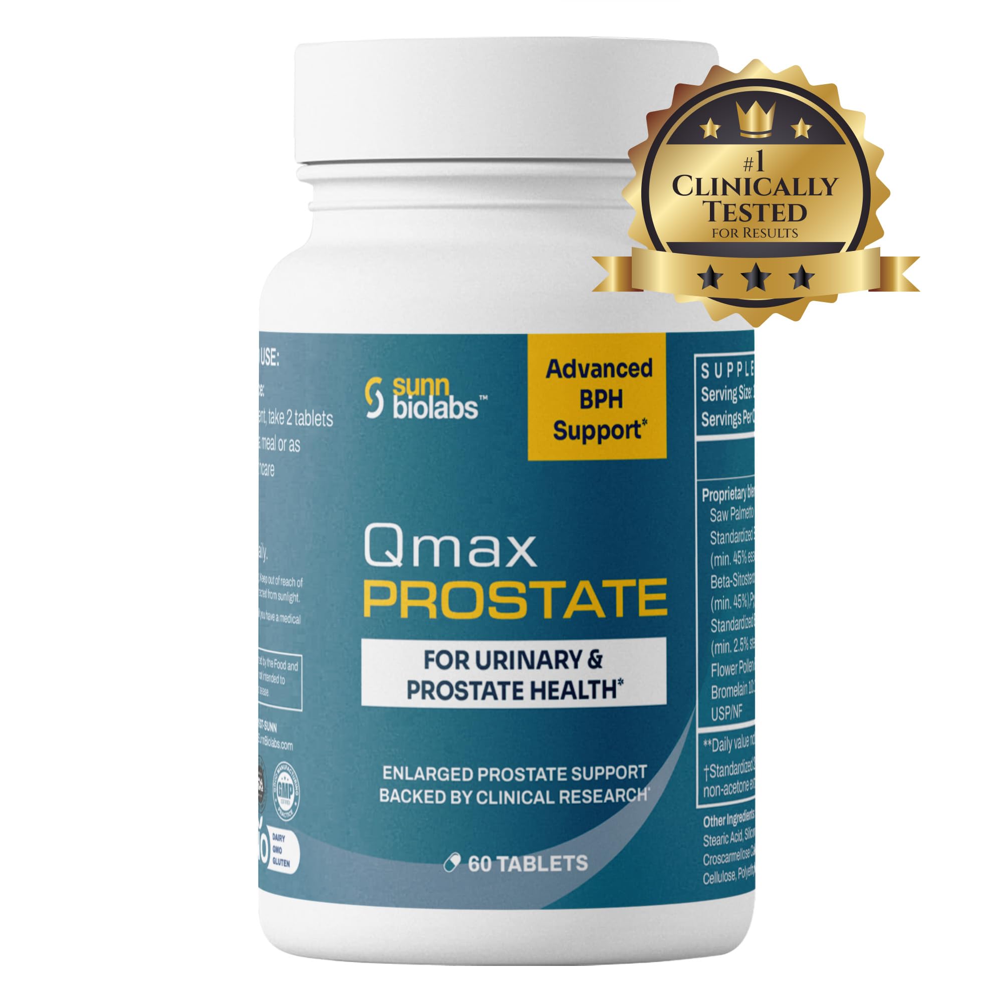 SUNN BIOLABS Qmax Prostate with Premium Saw Palmetto - Doctor Formulated Supplement for BPH, Enlarged Prostate, and Urinary Flow Support - Prostate Health for Men-Extra Strength (3)