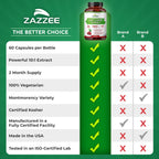 Zazzee Tart Cherry 10:1 Extract, 60 Vegan Capsules, 2 Month Supply, Montmorency Cherry, Certified Kosher, Joint & Uric Acid Support, Antioxidant Support Formula, Non-GMO, Made in the USA