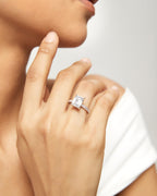 TIGRADE 3CT Engagement Ring for Women Emerald Cut Cubic Zirconia Wedding Band CZ Promise Wedding Ring Size 4-11, Silver, Size 7