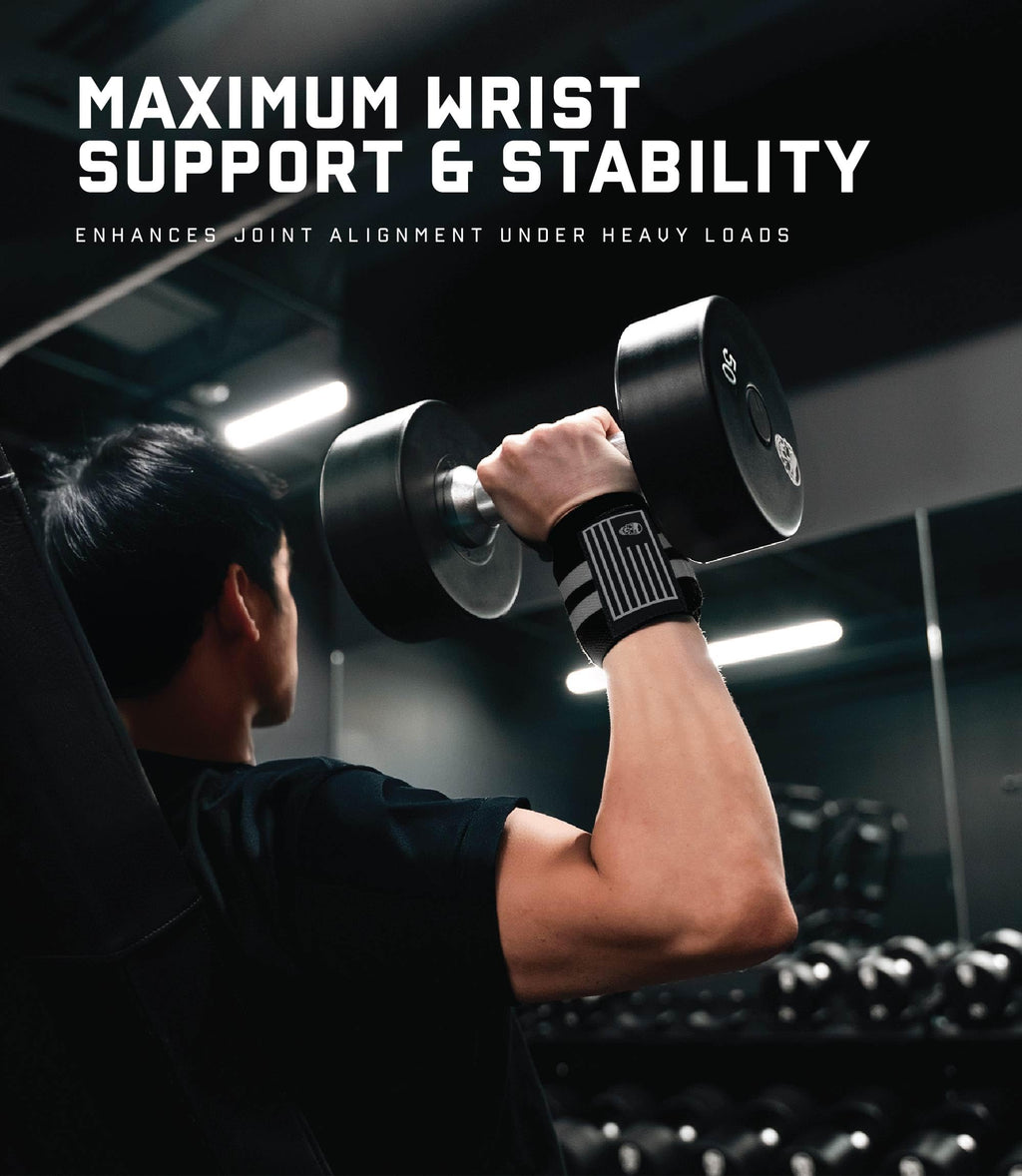 Gymreapers Weightlifting Wrist Wraps (Competition Grade) 18" Professional Quality Wrist Support with Heavy Duty Thumb Loop - Strength Training, Bodybuilding
