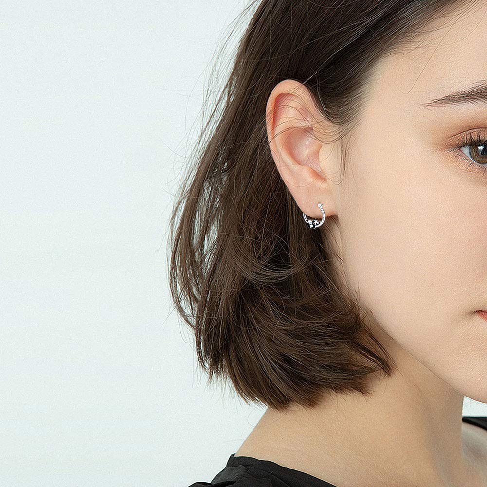 JUSTKIDSTOY Hypoallergenic Panda Hoop Earrings for Women Girls Sterling Silver Small Animal Huggie Hoop Earrings for Sensitive Ears Panda Jewelry Graduation Gifts for Daughter Her