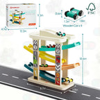 TOP BRIGHT Toddler Toys for 2 Year Old Boy, Wooden Car Ramp Race Track Set
