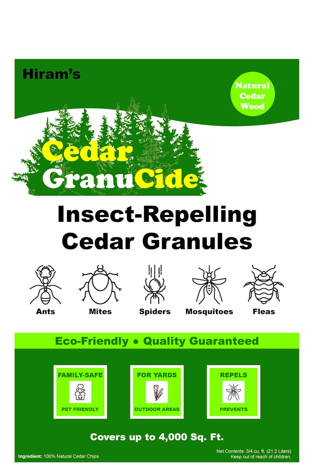 GranuCide Cedar Granules | Cedar Chips for Home & Garden | Repels Ants, Aphids, Spiders, Mosquitos | Smells Great & Easy to Use | 1 Bag (8 lbs)