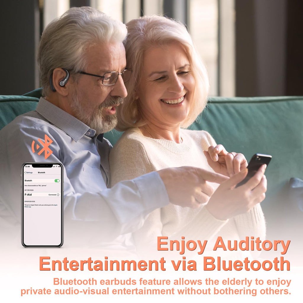 Hearing Aids, OTC Hearing Aids for Seniors with Bluetooth, Hearing Aid Rechargeable with Noise Cancellation, Hearing Amplifier for Moderate Hearing Loss (Black)