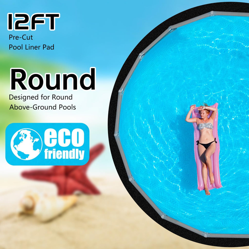 Svepndic 12ft Thickened Round Pool Liner Pad for Above Ground Swimming Pools,Swimming Pool Ground Cloth Above Ground Pool Mat Under Pool Floor Padding,Pool Equipment Pad