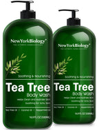 New York Biology Tea Tree Body Wash for Men and Women - Moisturizing Body Wash Helps Soothe the Skin - Refreshing and Hydrating Cleanser for Body and Feet - 16.9 Fl Oz (Pack of 2)