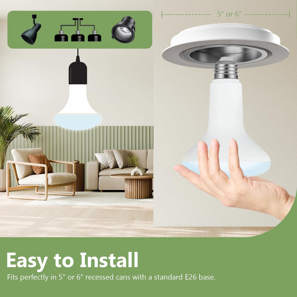 Sigalux BR30 LED Flood Light Bulbs, 7.5W Equivalent 65W, 650LM, Dimmable, 5000K Daylight, CRI 80, 110° Beam Angle, E26 Base, Energy-Efficient Indoor Recessed Lighting, 12 Pack