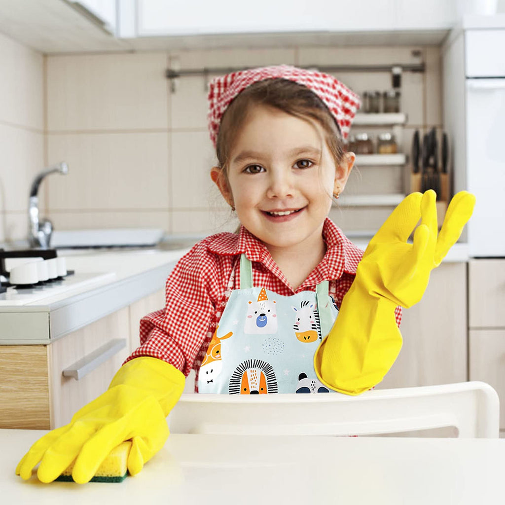 Pipoobear Kids Apron for Boys and Girls Aged 3-6, Toddler Aprons with Pocket Adjustable Strap, 100% Cotton Blue Chef Outfit for Kitchen Cooking Baking Painting and Craft