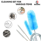 Bozenu Flexible Drain Brush, 66 Inch Long Double Ended Hose Pipe and 58 Inch Tube Cleaning Brush and 2 Pack 8 Inch Straw Cleaner Brush