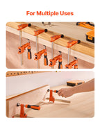 VEVOR Bar Clamps for Woodworking, 2-Pack 6 inch and 2-Pack 12 inch, Lockable F-Clamp with 600 lbs Load Limit, 2-1/2 inch Depth, Cast Iron and Carbon Steel, Wood Clamps for Woodworking Metal Working