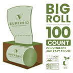 SUPERBIO 13 Gallon Compostable Kitchen Waste Bags, 50 Count, 1 Pack, Flat top Food Scrap bags, Certified by BPI and OK compost INDUSTRIAL, 49.2L, 0.87 Mil