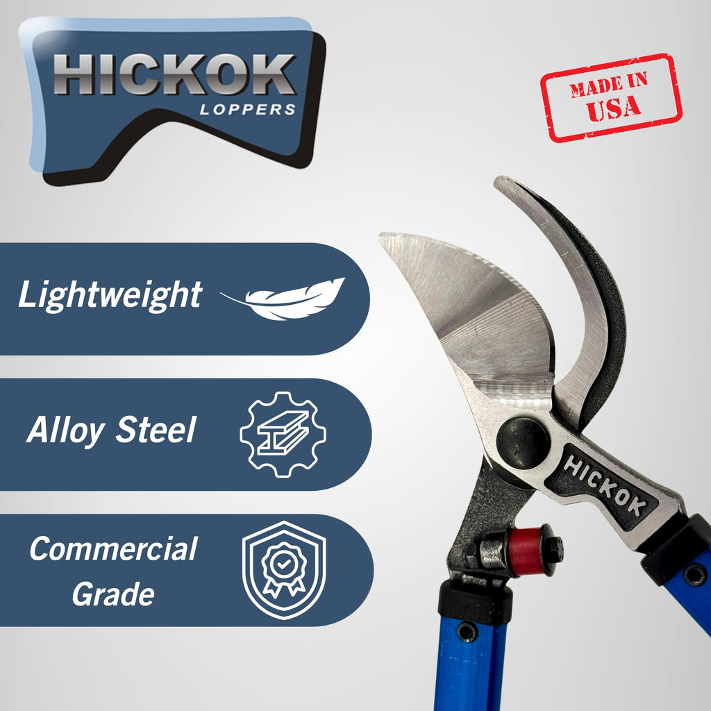 Hickok Heavy Duty Loppers for Tree Trimming – 30" Branch Cutter & Pruning Shears with Long Handle | Lightweight Aluminum Tree Trimmer | Professional-Grade Pruner Made in USA