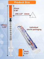 100 Pack 0.5ml Disposable Syringe, 32G 0.5cc 1/2 Inch (13mm) Lab Supplies Syringes, Individually Wrapped