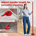 DLAIMI Mop Handle Replacement for Ocedar, 4 Section 30" to 58" Extendable Length Mop Stick for Ocedar Spin Mops Refills and Brooms Floor Cleaning, Include Base and Scrub Brush