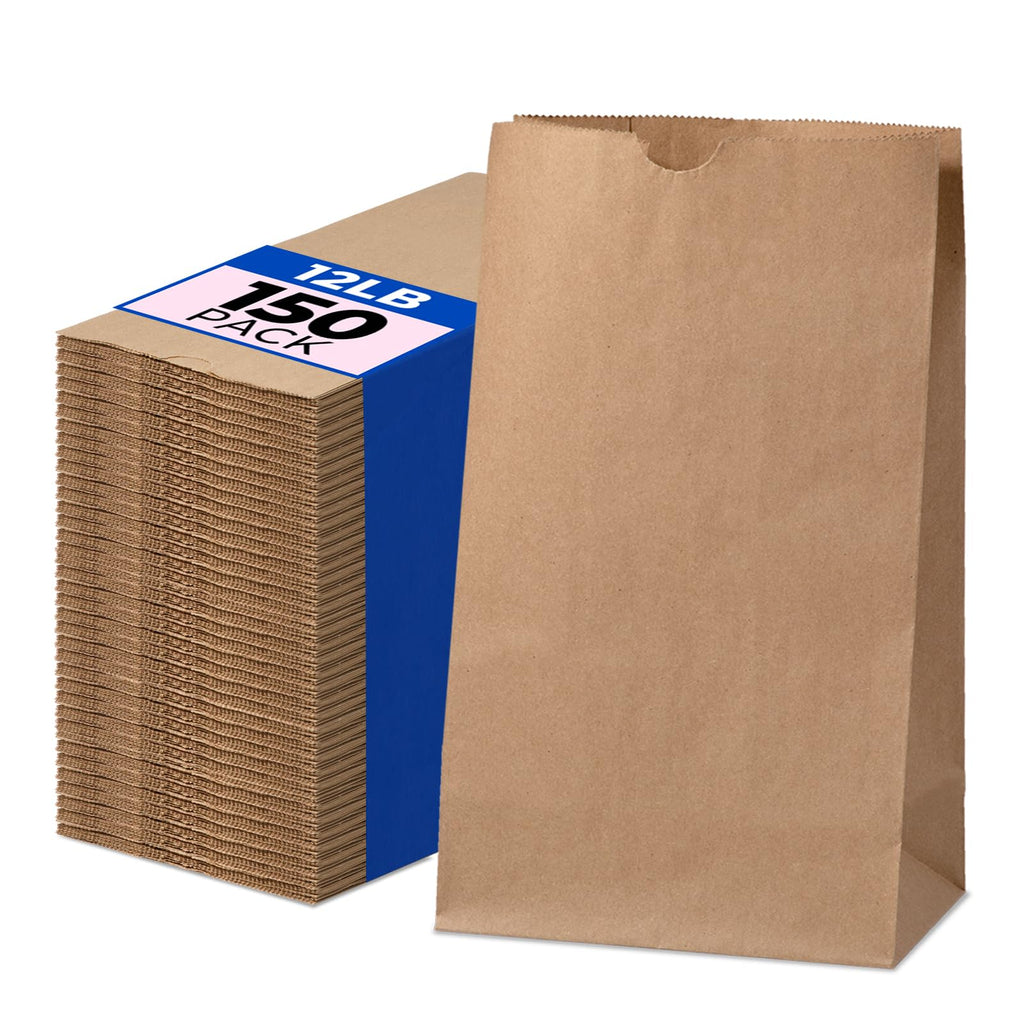 Fit Meal Prep 500 Pack 12 lb Brown Paper Lunch Bags, 13 x 7 x 4.5" Durable Paper Bags Bulk for Packing, Delivery, Take Out, Grocery, Retail Shopping, Premium Kraft Sack for Snacks, Bakery