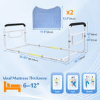 Mybow Double Bed Rail, U Bar for Medical Bedside Safety Assisting Rails, Railing Support for Elderly Adults Under Mattress Handrail, Hospital Dual Bed Rails for Seniors Twin Full Queen Adjustable Rail